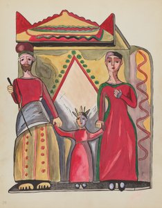 Tafel 28: Die Heilige Familie: Aus dem Portfolio "Spanische Kolonialdesigns von New Mexico" von American 20th Century