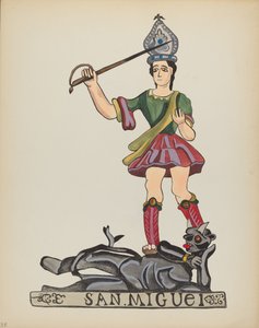 Tafel 38: Heiliger Michael: Aus dem Portfolio "Spanische Kolonialdesigns von New Mexico" von American 20th Century