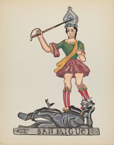 Teller 38: Der heilige Michael: Aus dem Portfolio "Spanische Kolonialdesigns von New Mexico" von American 20th Century