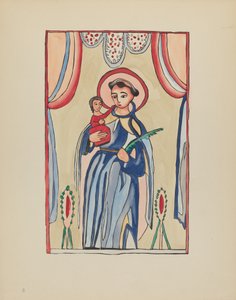 Tafel 8: Heiliger Antonius von Padua: Aus dem Portfolio "Spanische Kolonialdesigns von New Mexico" von American 20th Century