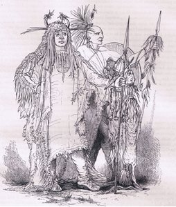 Gruppe von Grenzindianern, Illustration aus Cassells Geschichte der Vereinigten Staaten, veröffentlicht von Cassell, Petter & Galpin, ca. 1900 (Litho) von American English school