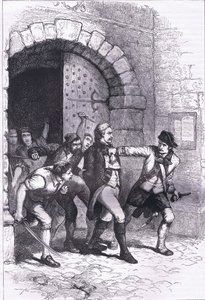 Huddy wird aus dem Gefängnis geführt, um gehängt zu werden, Illustration aus Cassells Geschichte der Vereinigten Staaten, veröffentlicht von Cassell, Petter & Galpin, ca. 1900 (Lithografie)