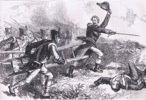Pakenham führt den Angriff auf New Orleans an (Illustration aus Cassells Geschichte der Vereinigten Staaten) von American English school