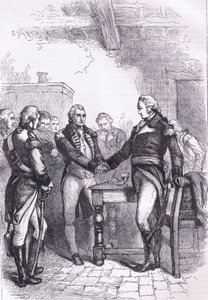 Washington verabschiedet sich von seinen alten Kameraden, Illustration aus Cassells Geschichte der Vereinigten Staaten, veröffentlicht von Cassell, Petter & Galpin, ca. 1900 von American English school