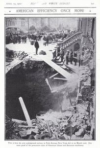 Einsturz eines Teils des U-Bahn-Tunnels in der Park Avenue, New York City, USA, 22. März 1902