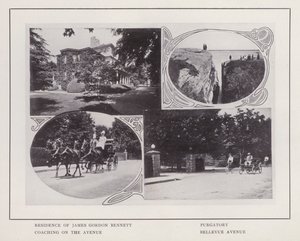 Newport, Rhode Island: Residenz von James Gordon Bennett; Purgatory; Kutschfahrt auf der Avenue; Bellevue Avenue (s/w Foto)