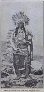 Der Apache-Häuptling Geronimo auf dem Kriegspfad im Jahr 1885
