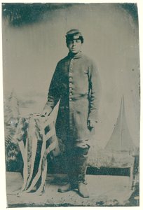 Charles H. Arnum, ein Soldat im 54. Massachusetts Freiwilligen-Infanterieregiment, 1864 (Tintype-Foto)