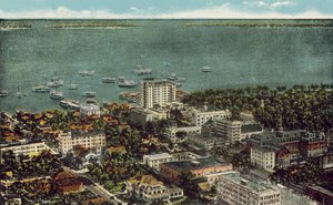 Miami, Florida, ca. 1925: Vogelperspektive von Miami