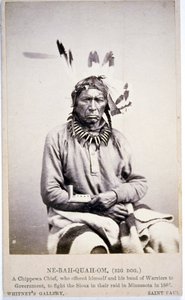 NE-BAH-QUAH-OM, Großer Hund, Chippewa-Häuptling, bot an, in Minnesota gegen die Sioux zu kämpfen