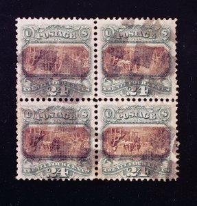 24-Cent Unterzeichnung der Unabhängigkeitserklärung Block von vier, 1869 von American School