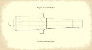 32-Pfünder Küstengeschützrohr, aus dem offiziellen Handbuch der US-Armee für schwere Artillerie, 1850-51 von American School