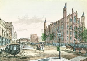 3rd Avenue und 23rd Street, Hochbahnstation und das College der Stadt New York, aus 36 Ansichten von New York und Umgebung, veröffentlicht von Charles Magnus