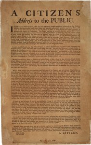 Ansprache eines Bürgers an die Öffentlichkeit bzgl. Unterstützung der königlichen Truppen, 18. Dezember 1769