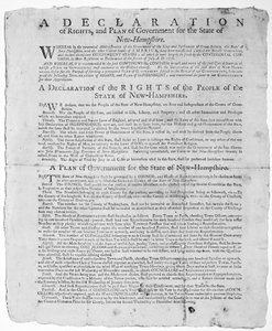 Eine Erklärung der Rechte und ein Regierungsplan für den Staat New Hampshire, 1779