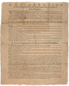 Eine Erklärung der Rechte und ein Plädoyer für die Regierung des Staates New Hampshire, 1779 von American School