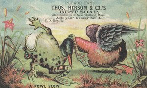 Ein Hühnerschlag, Werbung für Thos. Hersom & Cos Best Soap, ca. 1880