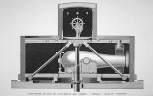 Ein Abschnitt des Passaic-Klasse Einzelturm-Eisenklads von American School