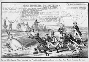 Eine große Sklavenjagd oder Wettlauf um die Präsidentschaft zwischen den berühmten Pferden Black Dan, Lewis Cass und Haynau, veröffentlicht von T.C., New York, um 1852 von American School