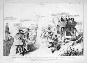 Ein Blick auf die Bankpost auf einer Reise zum Kapitol, um ihre Charta zu erneuern, 1834 von American School