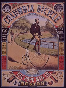Werbung für Columbia Penny-Farthing Fahrrad, Boston, USA von American School