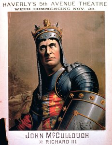 Werbung für John McCullough als Richard III im Haverlys 5th Avenue Theatre, New York von American School
