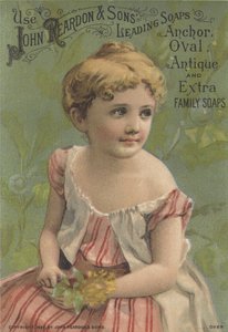 Werbung für John Reardon & Sons Leading Soaps: Anchor, Oval, Antique und Extra Family Soaps, ca. 1887