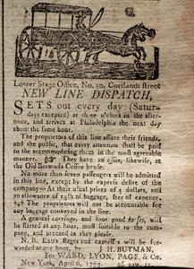 Anzeige für die New Line Dispatch, aus The New York Journal & Patriotic Register, 6. April 1793 von American School