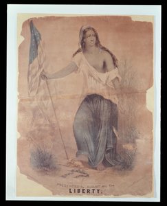 Amerikanischer Bürgerkrieg Poster darstellend Freiheit, graviert von Hoffmann, 1870 von American School