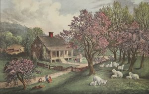 Amerikanische Heimstätte - Frühling, veröffentlicht 1869, Currier & Ives