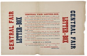 Ankündigung für die Central Fair Briefkästen, ca. 1864 von American School