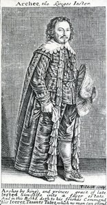 Archee, der königliche Narr, ein Porträt von Archibald Armstrong, von Thomas Cecill, 1639-1640