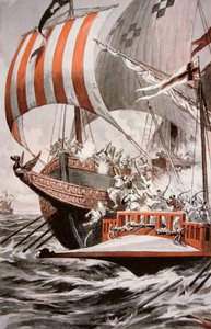 Arouji, Bruder von Barbarossa, greift die Schatzgaleeren von Papst Julius II. im Jahr 1504 an von American School