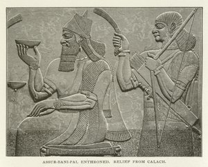 Assur-bani-pal auf dem Thron, Relief aus Kalach von American School