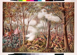 Angriff der Ureinwohner am Tippecanoe River, Indiana Territory, 7. November 1811 von American School