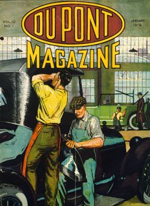 Autoreparatur, Titelseite des DuPont Magazins, Januar 1919 von American School