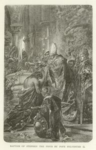 Taufe von Stephan dem Frommen durch Papst Silvester II. von American School