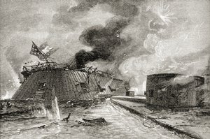 Schlacht zwischen der Monitor und Merrimac im Jahr 1862, aus 
