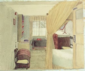Schlafzimmerinterieur in Albany, New York, 1861