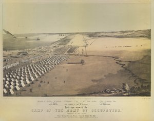 Vogelperspektive des Lagers der Besatzungsarmee, gedruckt von G & W Endicott, New York, 1847 von American School