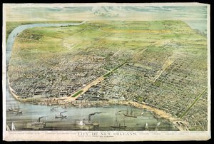 Vogelperspektive von New Orleans und Vororten, 1873 von American School