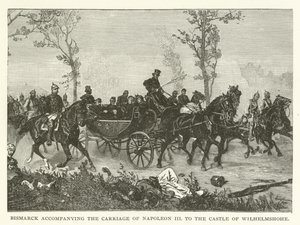 Bismarck begleitet die Kutsche von Napoleon III. zum Schloss Wilhelmshöhe von American School