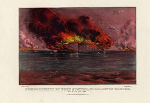 Bombardierung von Fort Sumter, Charleston Harbor, 12. & 13. April 1861, veröffentlicht von Currier & Ives, ca. 1861