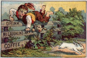 Junge und Hund jagen Kaninchen von American School