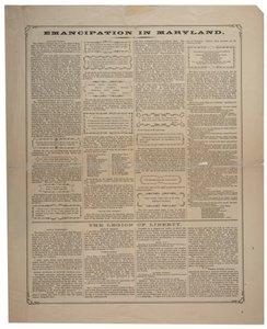 Flugblatt zur Rekrutierung von Afroamerikanern und zur Feier der Emanzipation in Maryland, Ringwalt & Brown (fl.1863-1865), ca. 1. November 1864 von American School
