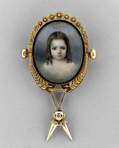Brosche mit Porträt eines Mädchens, ca. 1860 von American School