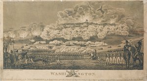 Brand von Washington durch die Briten, 24. August 1814, veröffentlicht von I. Ryland von American School