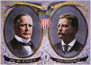 Wahlkampfplakat für William McKinley (1843-1901) als Präsident und Theodore Roosevelt (1858-1919) als Vizepräsident