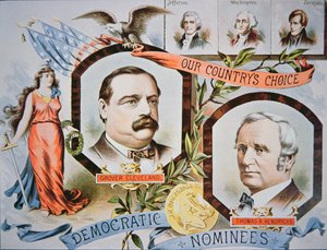 Wahlplakat für Präsidentschaftskandidat Grover Cleveland und seinen Mitstreiter Thomas A. Hendricks (1819-85)
