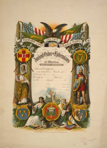 Mitgliedschaftszertifikat im Ancient Order of Hibernians of America, ca. 1894